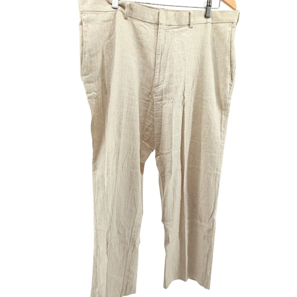 Perry Ellis Linen‎ Blend Flat Front Dress Pants Size 38/30 super soft!